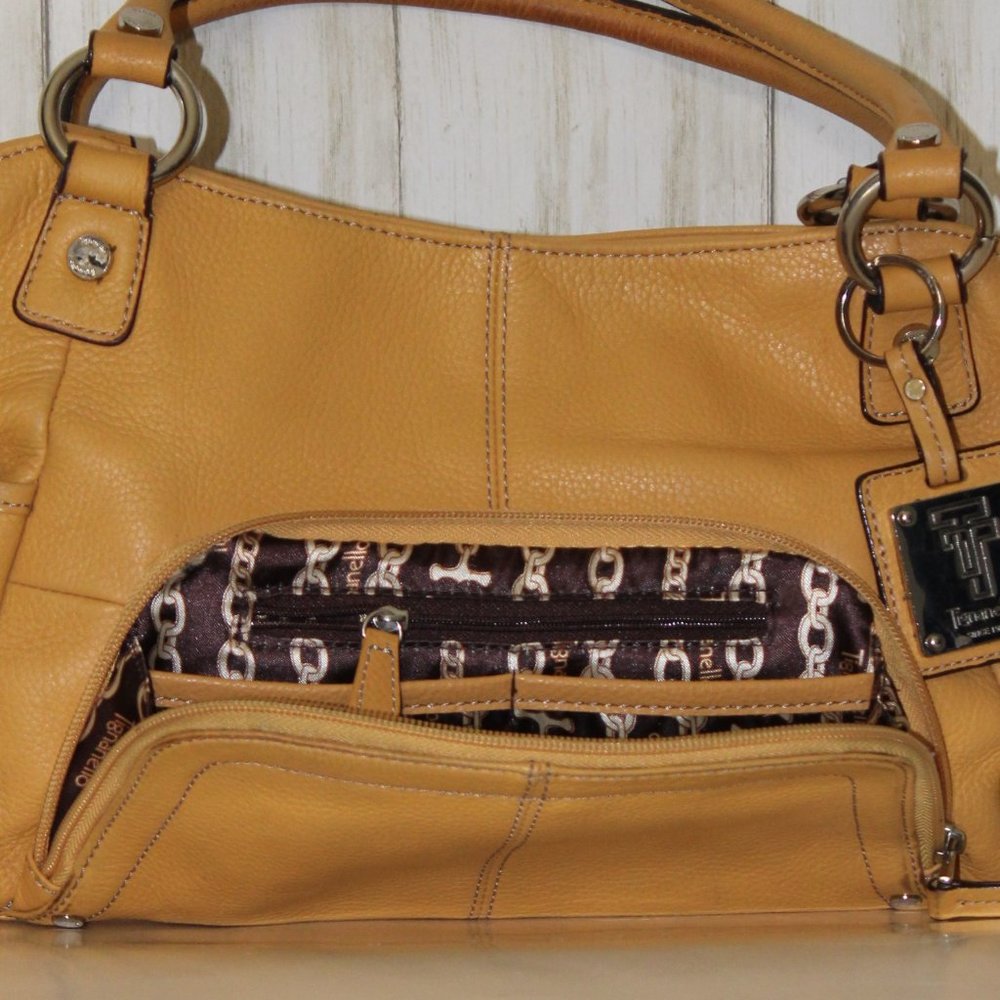 Tignanello Yellow Leather Organizer Shoulder Bag - Picture 5 of 9